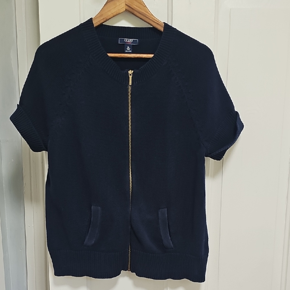 Chaps Navy Blue Zip Up Sweater